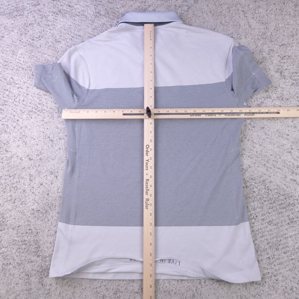 Lululemon Polo Shirt Mens Medium Tech Pique Striped Short Sleeve Gray Knit GUC - Picture 5 of 7